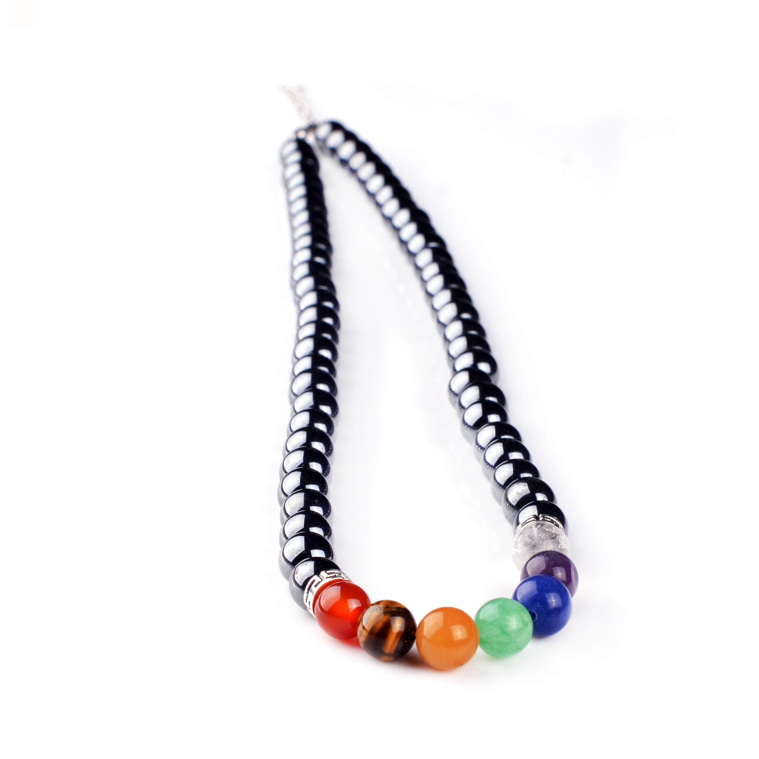 Multicolor Natural Stone Necklace Lava Stone Rainbow Yogo 7 Chakra Amethyst Beads Necklaces amulet Jewelry Christmas Gift