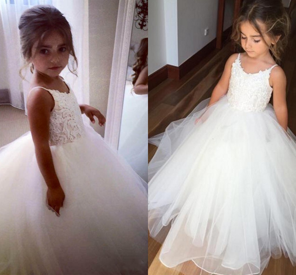arabic flower girl dresses spaghetti lace tulle child wedding dresses vintage little girl pageant dresses fg01