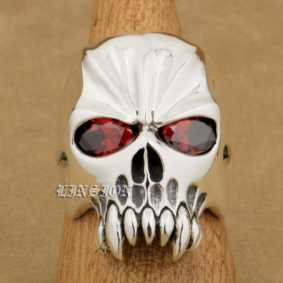 LINSION Huge Heavy 925 Sterling Silver Red CZ Eyes Skull Mens Biker Rocker Punk Ring 9M504 US Size 7~15
LINSION Huge Heavy 925 Sterling Silver Red CZ Eyes Skull Mens Biker Rocker Punk Ring 9M504 US Size 7~15