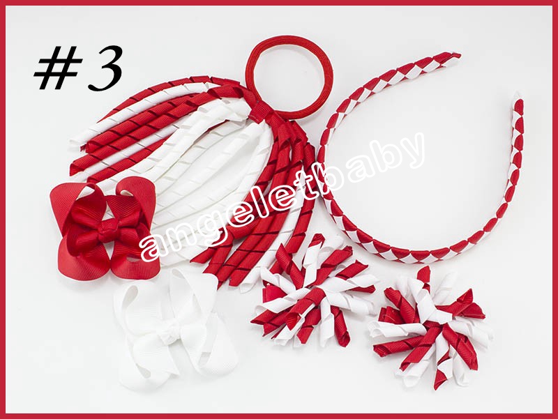korker Ponytail streamers woven headbands hair ties bows clips flowers corker Curly ribbon hair bobbles Accessories 20sets PD026