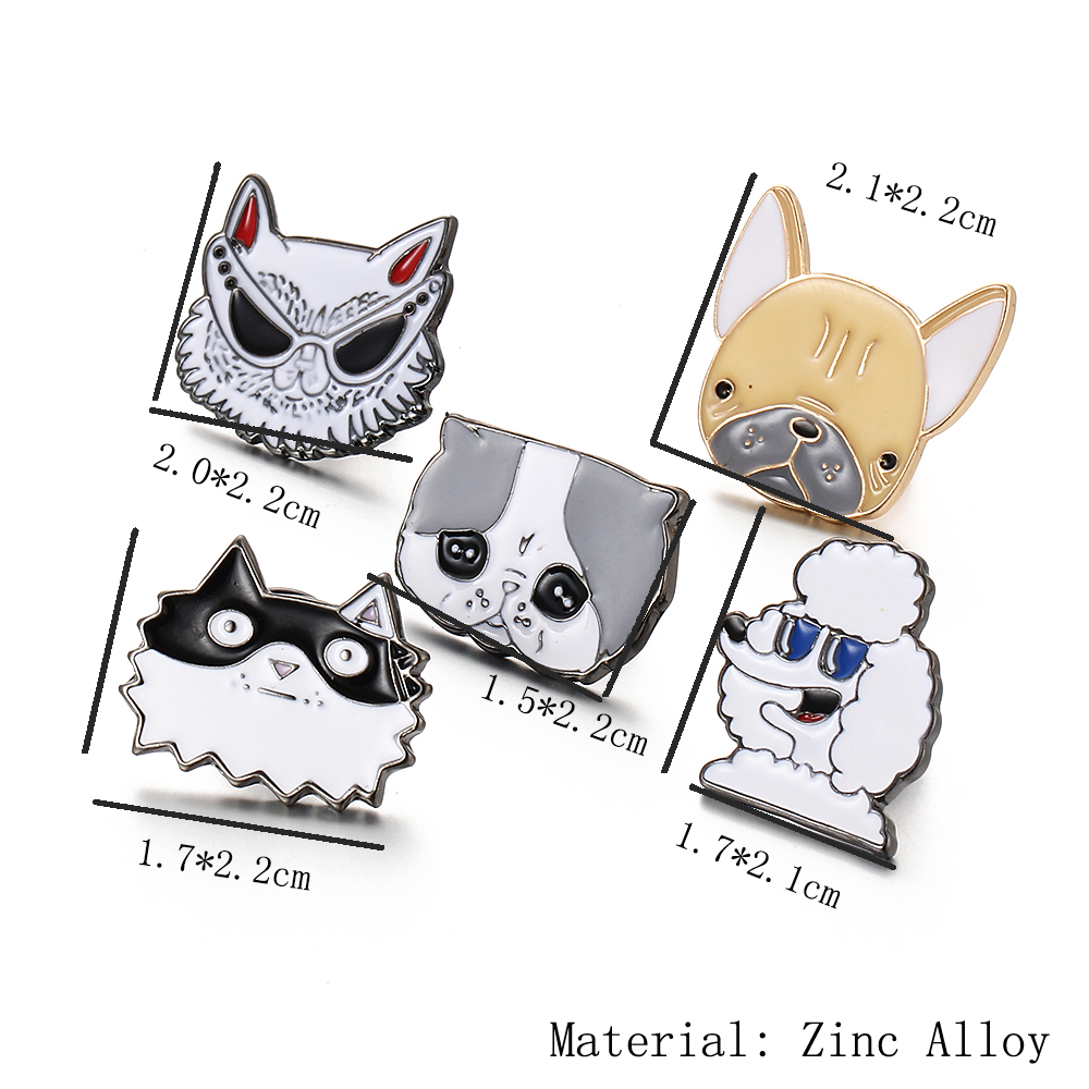 Wholesale- 2017 New Fashion Cute Dog Animal Cartoon Charm Broches Pins For Woman Button Pins Jeans Bag Decoration Gift Wholesal
