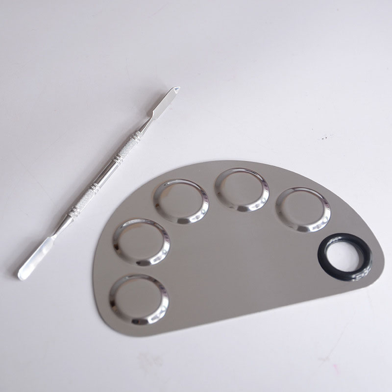 Stainless Steel Cosmetic Makeup Nail Art Gel Palette Spatula Five-hole Shape Cream Foundation Mixing Tool Beauty Make Up Set ZA2333