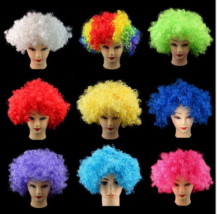 

Halloween disco curly wig Rainbow Afro wigs cosplay Clown head wigs Child Adult Costume Football Fan Wigs Hair for Fun