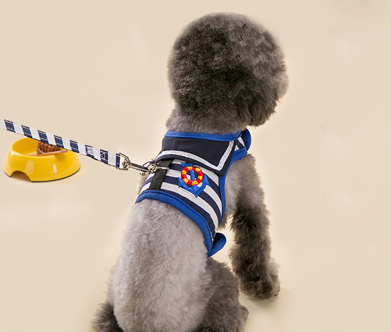 Hot sale dog traction rope chest strap Navy style sailor vest dog chain Teddy small dog rope pet supplies