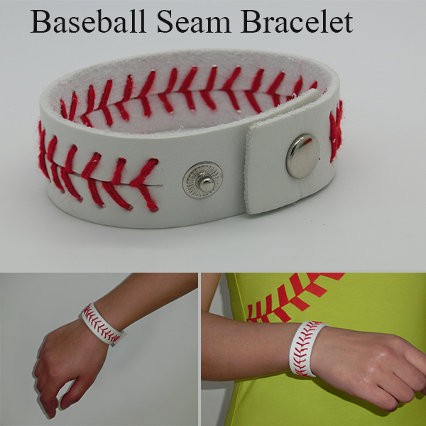 Baseball Fan / baseball jewelry / Sports Jewelry Fan leather baseball red seam bracelet