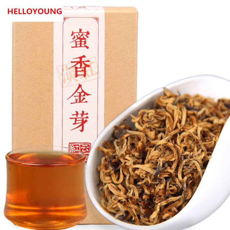 

Hot sales C-HC005 Yunnan black tea 100g Chinese Kung Fu cha Fengqing Dianhong tea red early spring honey fragrance gold buds large leaves