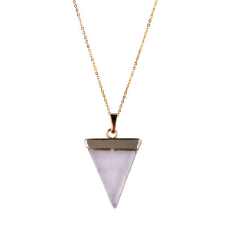 HOT Geometric Colorful Nature Stone Necklace Triangle Crystal Necklaces Pendant For Valentine's day Women And Men Wholesale