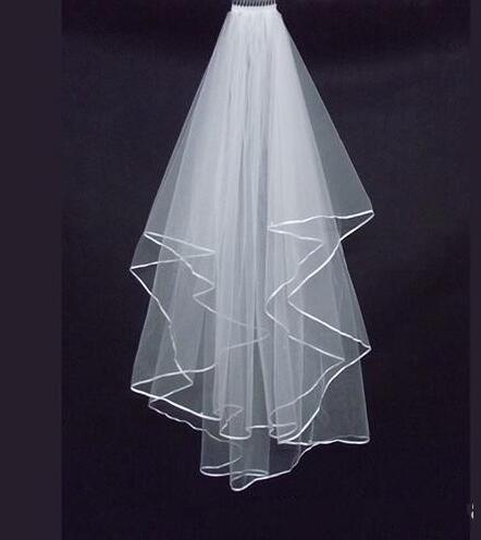Two-Layer Wedding Veils Real Garden Veils Shoulder-Length With Comb High Quality White Veils for Wedding free shipping HT50