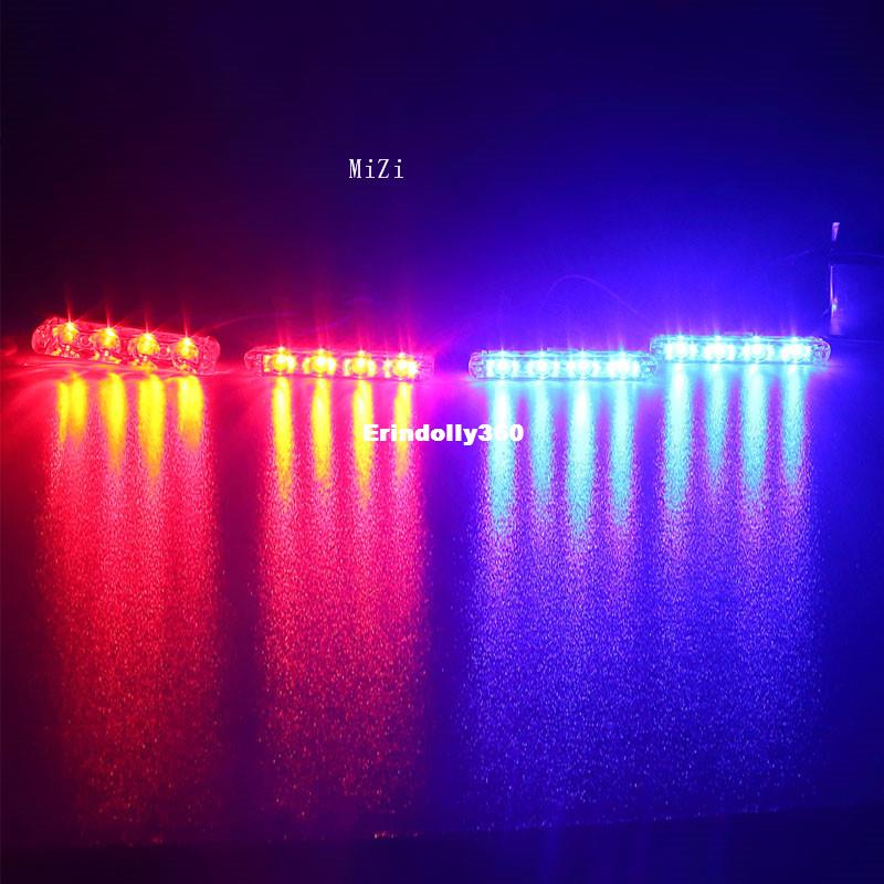 4x4LED DC 12V Strobe Warning light Police light Car Truck Light Flashing Firemen Lights Ambulance White Yellow Red Blue7536215