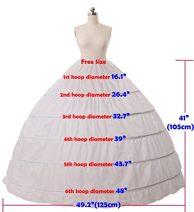 Ball Gowns Bridal Crinoline Petticoat 6 Hoops Slip Floor Length Plus Size Wedding Petticoat Skirt Wedding Accessories Cheap Free Shipping