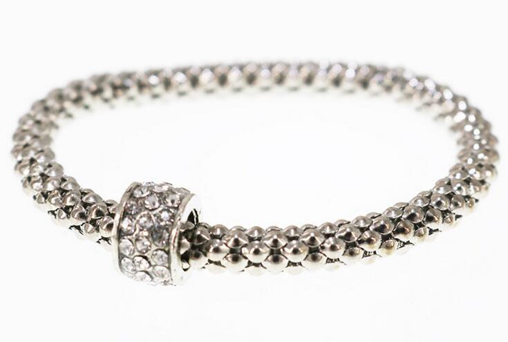 2017 Explosion-proof alloy bracelet diamond-studded beads corn chain bracelet plating three-color one set