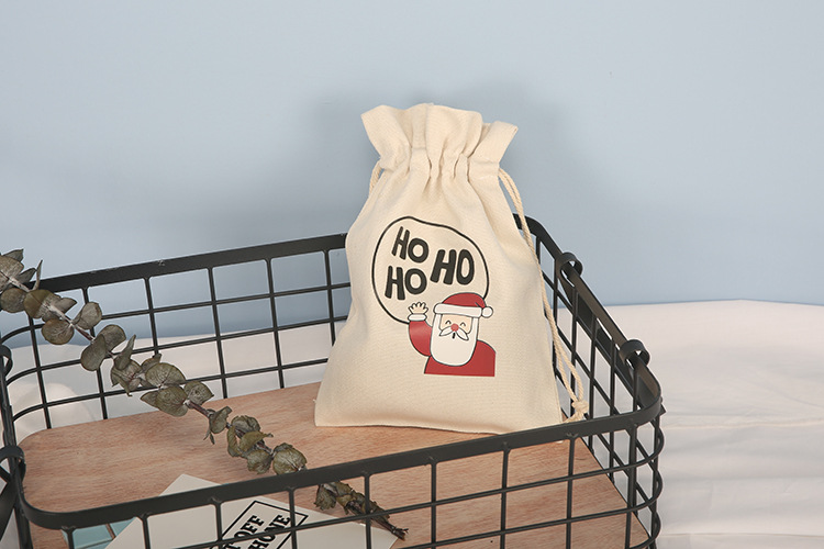 DHL FREE 2017 Christmas Canvas Santa Claus Drawstring Bag Christmas Gifts Sack Bags Candies Jewelry Holders 100pcs