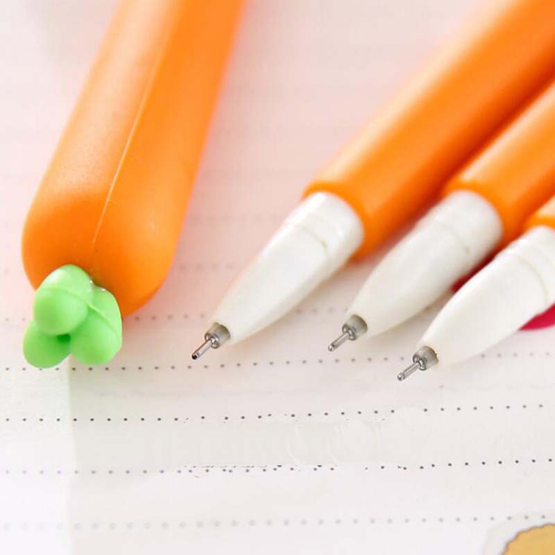 10pcs/lot Cute Fresh Carrot Shape Gel Ink Pen Promotional Gift Stationery School Office Supply Birthday Gift for Kid Children Papelaria