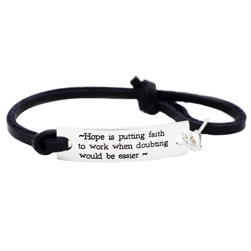 Hope Is Putting Faith To Work When Doubting Would Be Easier- Silver Leather Inspirational Bracelet With Encouragement Quote Words Gifts For, Golden;silver
Hope Is Putting Faith To Work When Doubting Would Be Easier- Silver Leather Inspirational Bracelet With Encouragement Quote Words Gifts For, Golden;silver