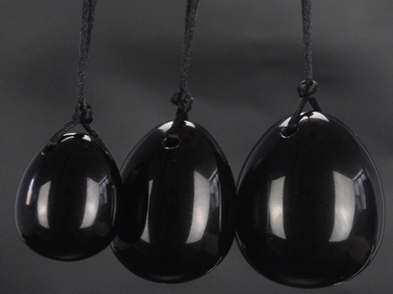 Drilled natural obsidian jade egg & Rose Quartz jade egg for Kegel exercise postpartum recovery pelvic floor muscles ben wa ball yoni