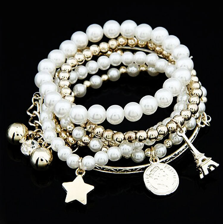 Multi Element Bracelets Eiffel Tower Pearl Retro Bracelet Coin 6 pcs Ornaments Multi Layer Elastic Bangle Women Jewelry Beaded Strands
Multi Element Bracelets Eiffel Tower Pearl Retro Bracelet Coin 6 pcs Ornaments Multi Layer Elastic Bangle Women Jewelry Beaded Strands