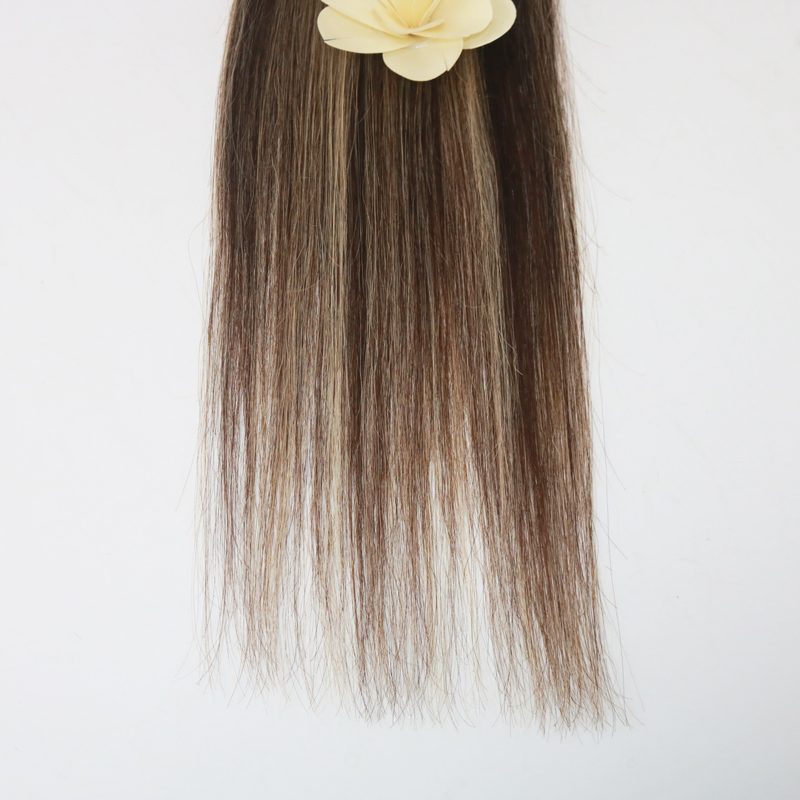 Evermagic 20pcs 50g Two Tone Color#3 Fading to #24 Mixed Honey Blonde Colorful Highlight Balayage Seamless Tape in Human Hair Extensions