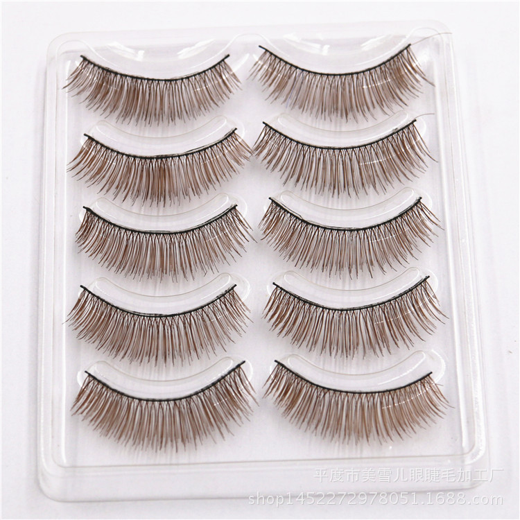 Brown colorful Long False Eyelash 5 pairs Handmade Nature Criscross Cross Cosmetic Eyelash Extension Makeup Beauty for Women от DHgate WW