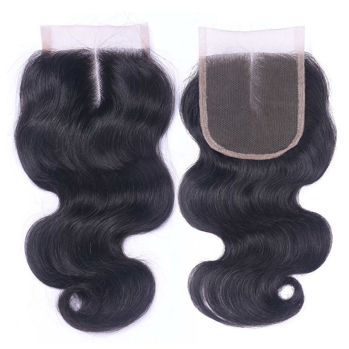 Brazilian Virgin Human Hair Weave Closure Body Wave Natural Black 4x4 Lace Closure Piece Three Middle Free Part