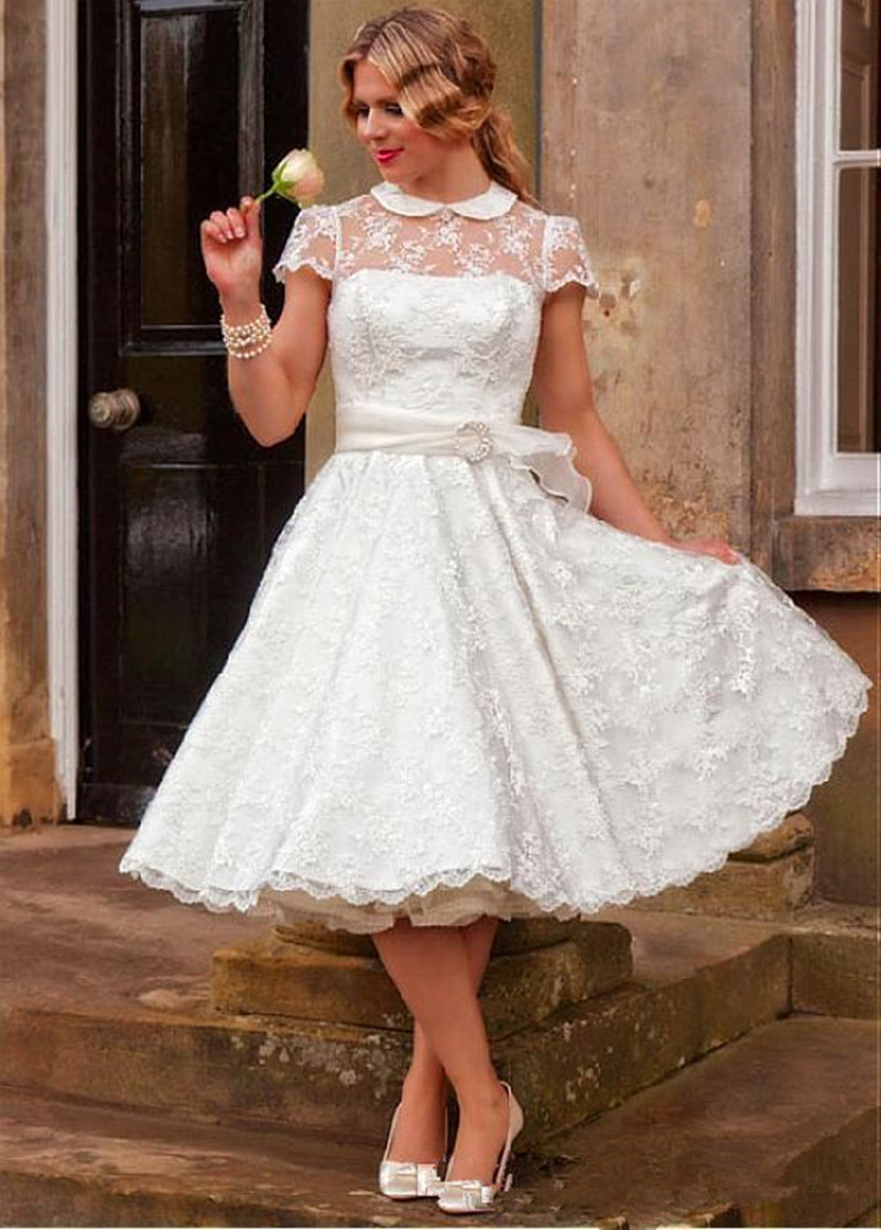 Princess 1950's Vintage Wedding Dresses New Short Sleeve Lace Sash Transparent Bridal Gowns Appliques Custom Made Hollow Tea Length Romantic, Red & white
Princess 1950's Vintage Wedding Dresses New Short Sleeve Lace Sash Transparent Bridal Gowns Appliques Custom Made Hollow Tea Length Romantic, Red & white