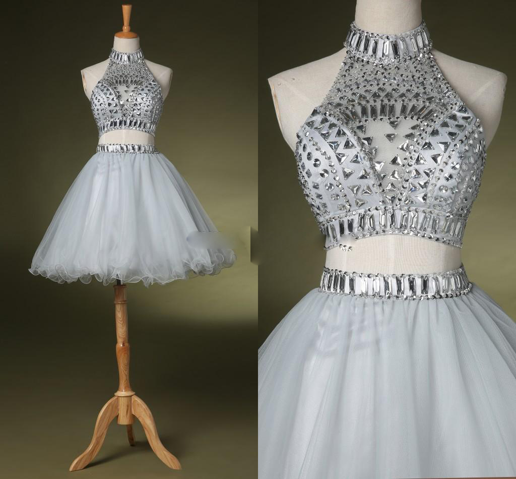 Shiny Short Sexy Little Fashion Cocktail Dresses Crystals Beaded Pleats Mini Tulle Special Occasion Party Gowns Custom Made Cocktail Dress