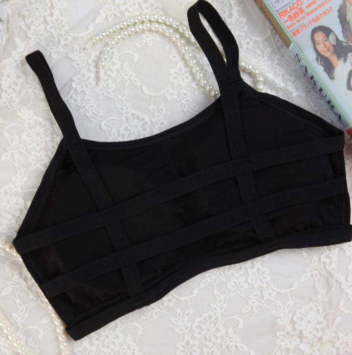 Sexy Women Girl Stripe Strap Back Vest Bra Summer Tops Tube Tank Wrap Bandeau camisole Crop Top with pad black white