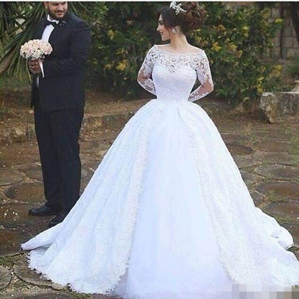 2019 Dubai Arabic Style Ball Gown Wedding Dresses White Long Sleeve Full Lace Muslim Custom Made Bridal Gown, Champagne
2019 Dubai Arabic Style Ball Gown Wedding Dresses White Long Sleeve Full Lace Muslim Custom Made Bridal Gown, Champagne