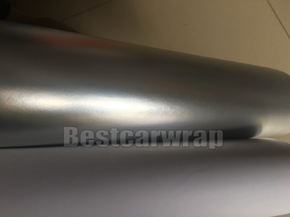 Satin Silver Chrome Vinyl For whole Car Wrap Film With Air Bubble Free Car Wrapping Vinyl 5x65ft Roll