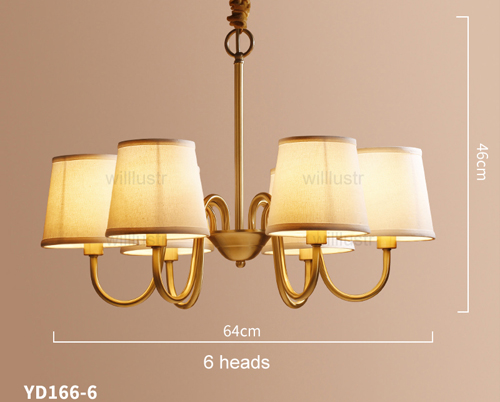 Willlustr copper pendant lamp brass hanging light fabric Chandelier modern suspension lighting american country nordic Europe