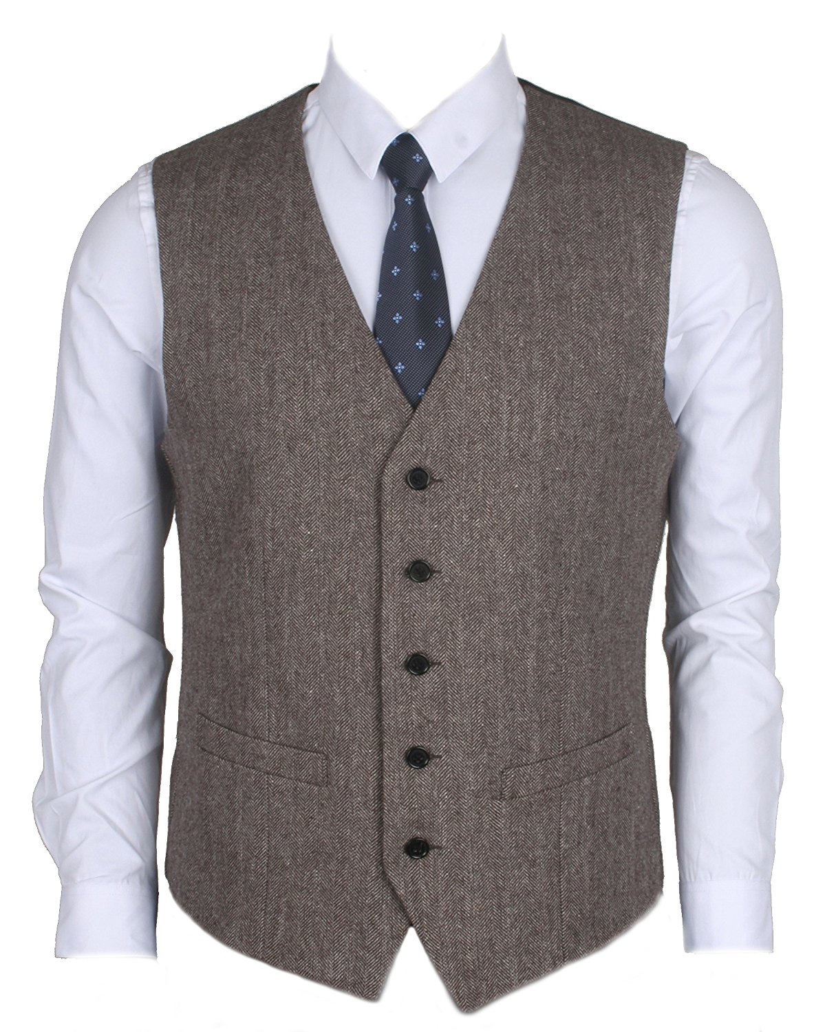 2019 Country Groom Vests Farm Wool Herringbone Tweed Vests Custom Made British Style Groom Vest Slim Fit Mens Suit Vest Waistcoat Dress