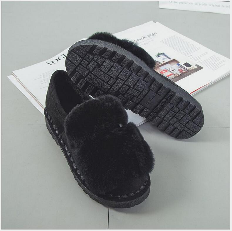 SELL Factory boots women's BLACK shoes winter hot style thermal wool casual flat shoes