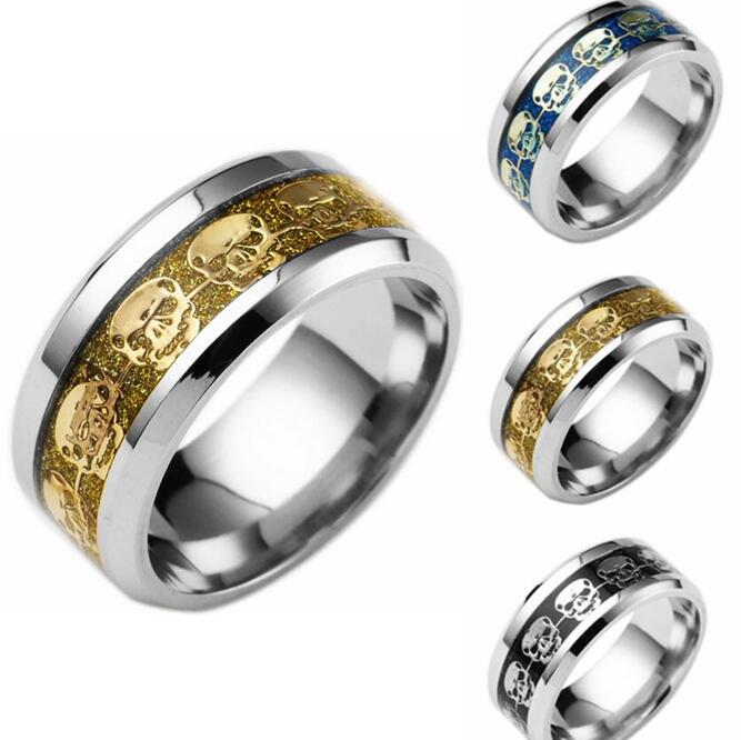 30pcs Top Quality Men's Skull Rings Stainless Steel 316L Gothic Biker Ring Comfort-fit rings Wholesale Jewelry Lot