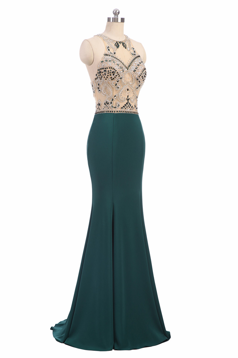 2020 Sexy Crystal Mermaid Formal Evening Dresses With Beading Sequined Chiffon Floor-Length Plus Size Prom Party Celebrity Gowns BE02