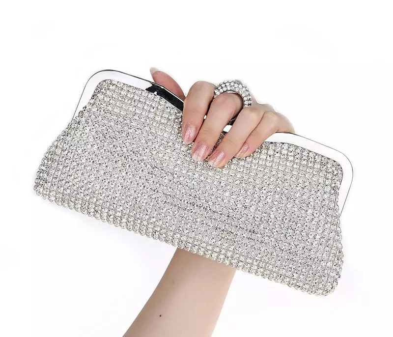 Top quality new Rhinestones Women Clutch Bags Diamonds Finger Ring Evening Bags Crystal Wedding Bridal Handbags Purse Bags Black/Gold Silver