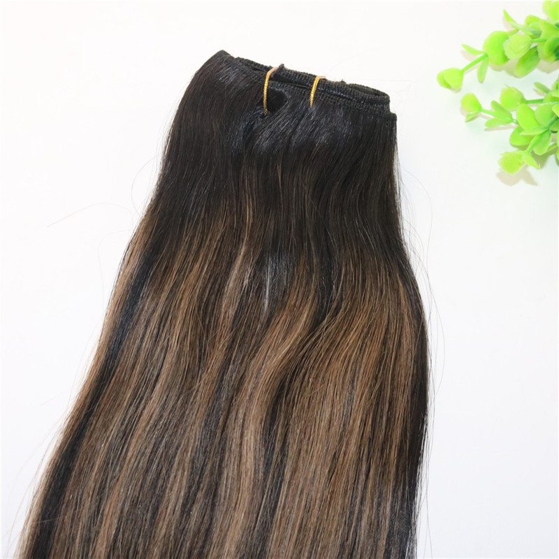 8A 7pieces 120gram Clip In Human Hair Extensions Balayage Ombre Dark Brown Highlights Brazilian Human Remy Hair Thick End