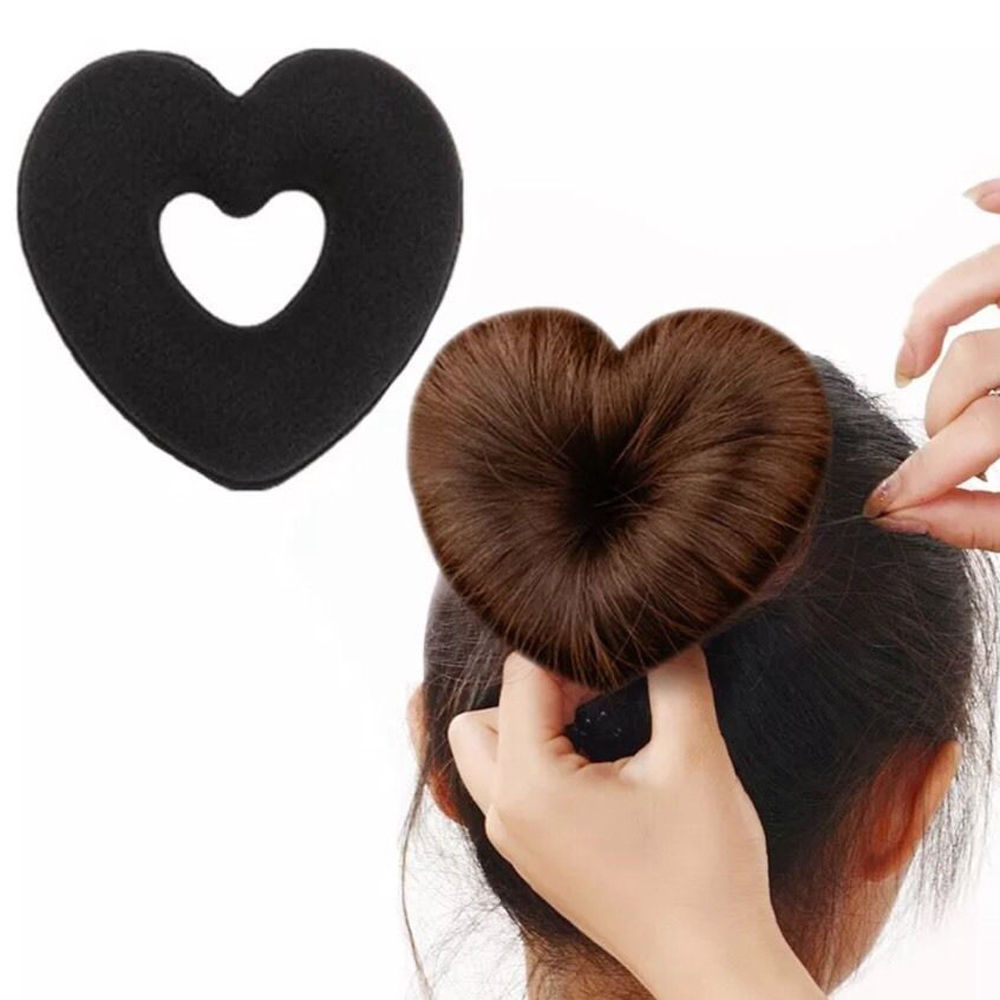 Black Hair Donut Bun Heart Maker Magic Foam Sponge Princess Hairstyle Hairbands