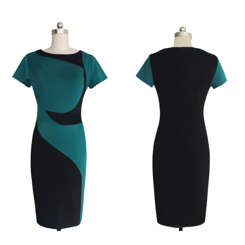 High quality women's Work Dresses classic lattice tattoo stitching Slim thin elastic package hip pencil skirt fashion dress LX030