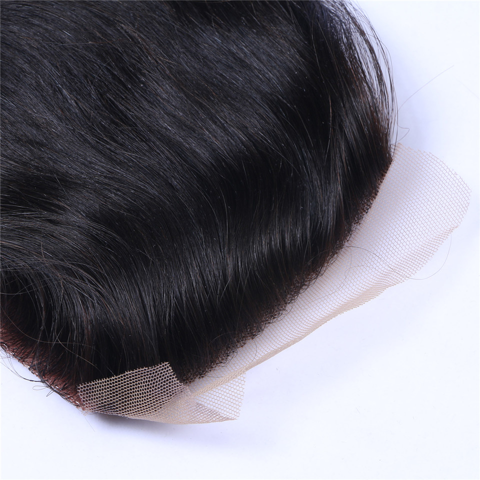 Free shipping Body Wave Silk Base Free Part Remy Human Closure Bleached Knots With Baby Hair Top Closures