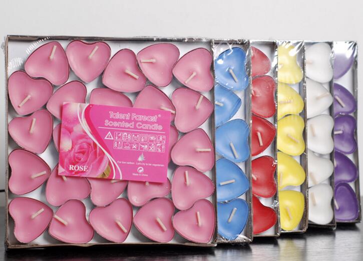 50pcs package Candle Favors Heart-shaped aromatherapy candles to propose romantic and creative wedding products tea wax WQ05