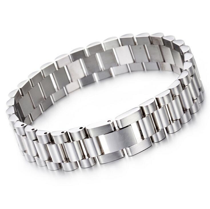 Top Quality 15mm Luxury Mens Womens Watch Band Bracelet Gold Silver 316L Stainless Steel Watchband Strap Cuff Bangles Jewelry Gifts
Top Quality 15mm Luxury Mens Womens Watch Band Bracelet Gold Silver 316L Stainless Steel Watchband Strap Cuff Bangles Jewelry Gifts