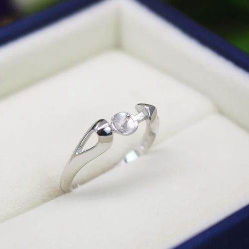 8x8mm Pearl Cabochon Semi Mount Engagement Wedding Women Ring Sterling Silver 925 Fine Silver Jewelry