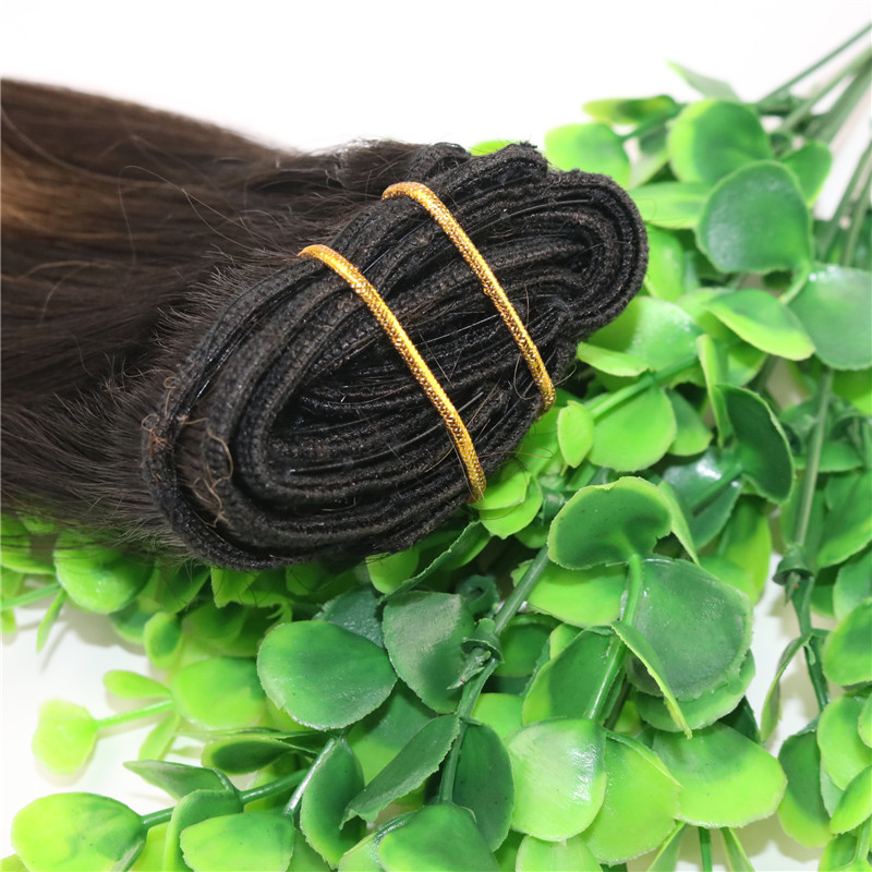 8A 7pcs Full Head Clip In Human Hair Extensions Ombre Dark Brown To Medium Brown Highlights Hairstyle