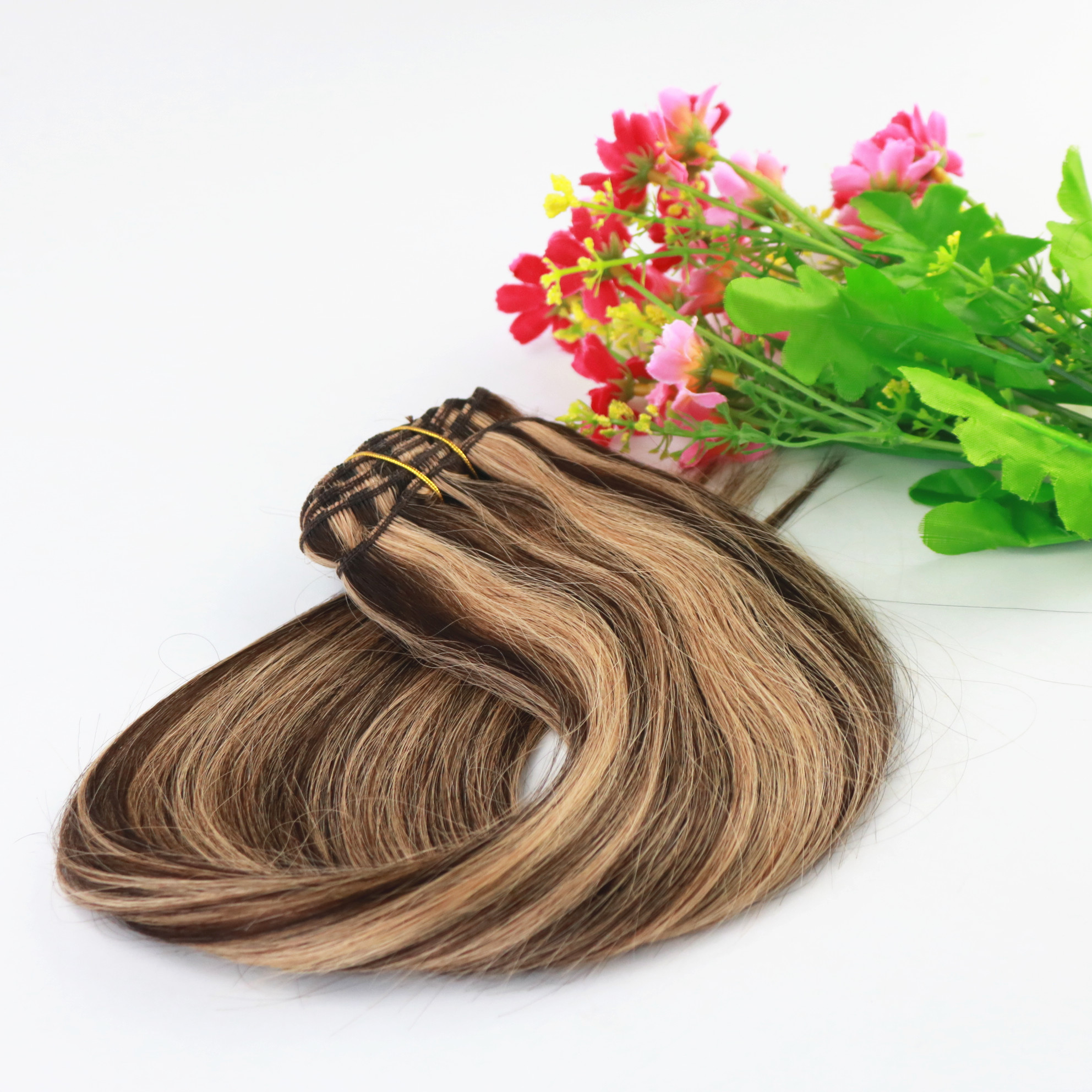 High Quality 100% Human Hair 100g/piece 8A Remy Hair P3/27# 14 inch to 24 inch Straight Clip in Hair Extension