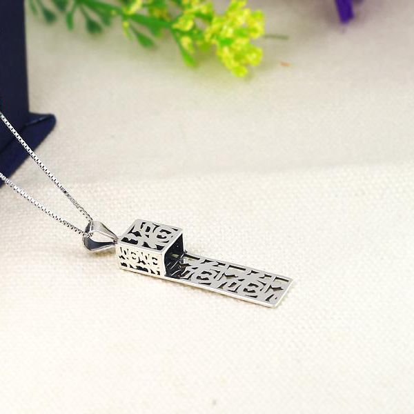 8x20mm Princess Cabochon Semi Mount Retro Pendant 925 Sterling Silver Art Deco Fine Silver Antique Jewelry Setting