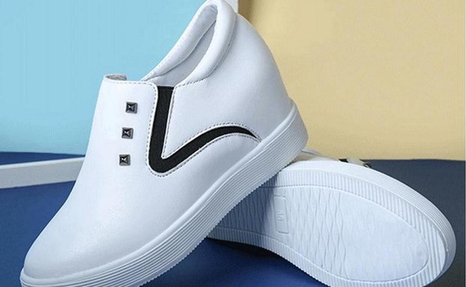 2017 a and high pure color PU leather large base with leisure lazy single shoes Increase women's shoes