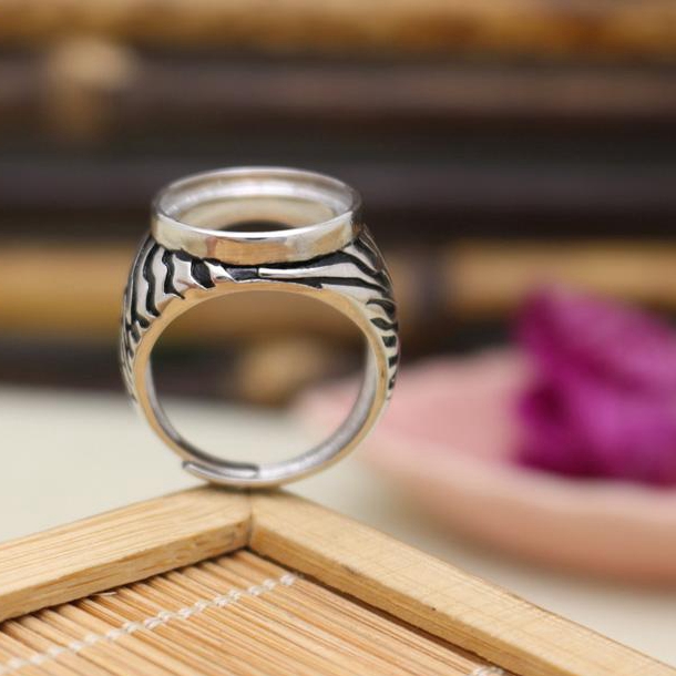 15X18mm Oval Cabochon Semi Mount Men Ring Art Deco 925 Sterling Silver Jewelry Fine Jewelry