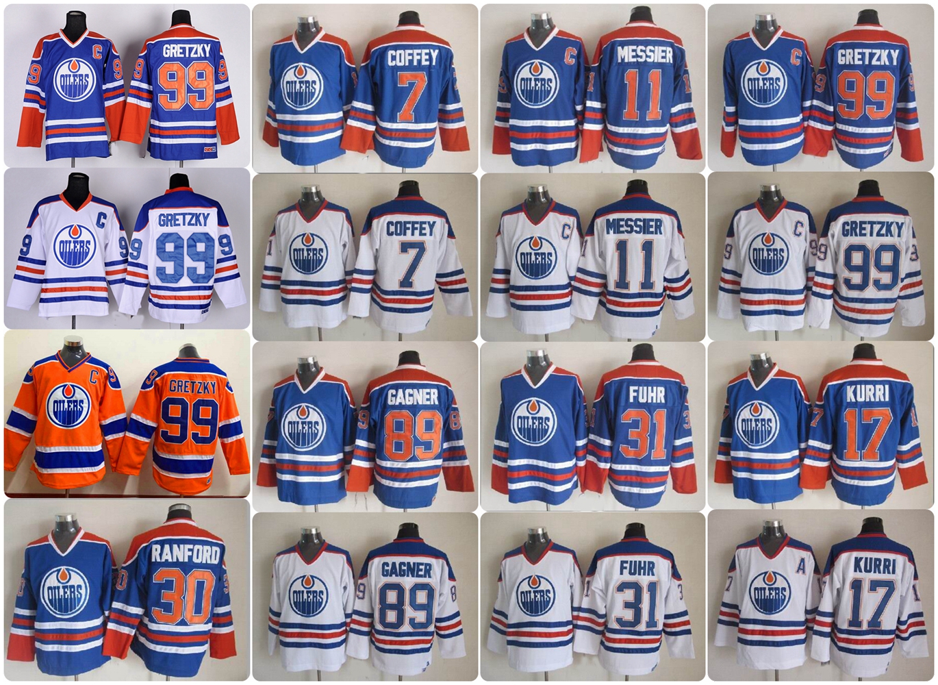 Mens Edmonton Oilers Hockey Jersey 30 Bill Ranford 89 Sam Gagner Paul Coffey 17 Jari Kurri Grant Fuhr Wayne Gretzky Mark Messier Jersey, White 11
Mens Edmonton Oilers Hockey Jersey 30 Bill Ranford 89 Sam Gagner Paul Coffey 17 Jari Kurri Grant Fuhr Wayne Gretzky Mark Messier Jersey, White 11
