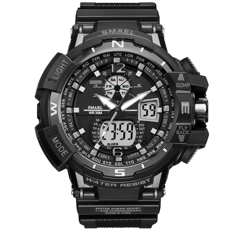 New Brand Smael Watch Dual Time Big Dial Men Sports Watches S Shock Waterproof Digital Clock Men's Wristwatch relogio masculine drop shippin, Gray
New Brand Smael Watch Dual Time Big Dial Men Sports Watches S Shock Waterproof Digital Clock Men's Wristwatch relogio masculine drop shippin, Gray