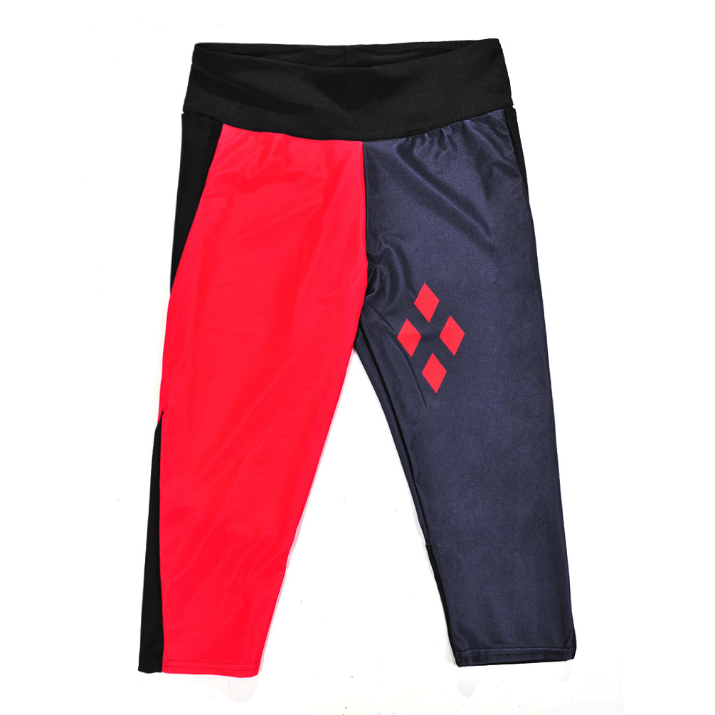 High quality Summer digital printing red and black Women's Leggings four-shaped hip waist 7 points sports pants W062 Womens Legging