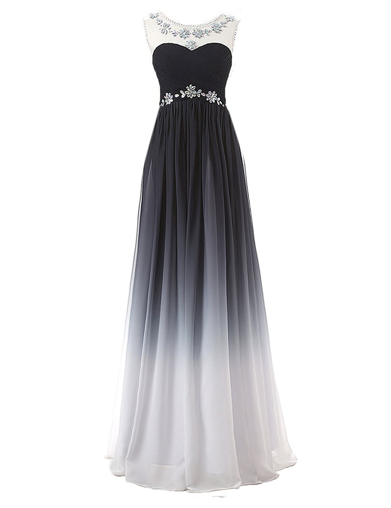 2017 Sexy Backless Crystal A-Line Prom Dresses With Beading Chiffon Floor-Length Plus Size Evening Formal Party Gown BP12